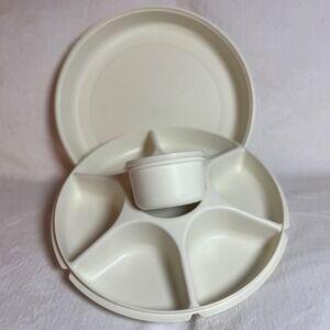 VTG Tupperware Divided Serving Party Tray Veggie Fruit Dip Lid Complete 1665-3
